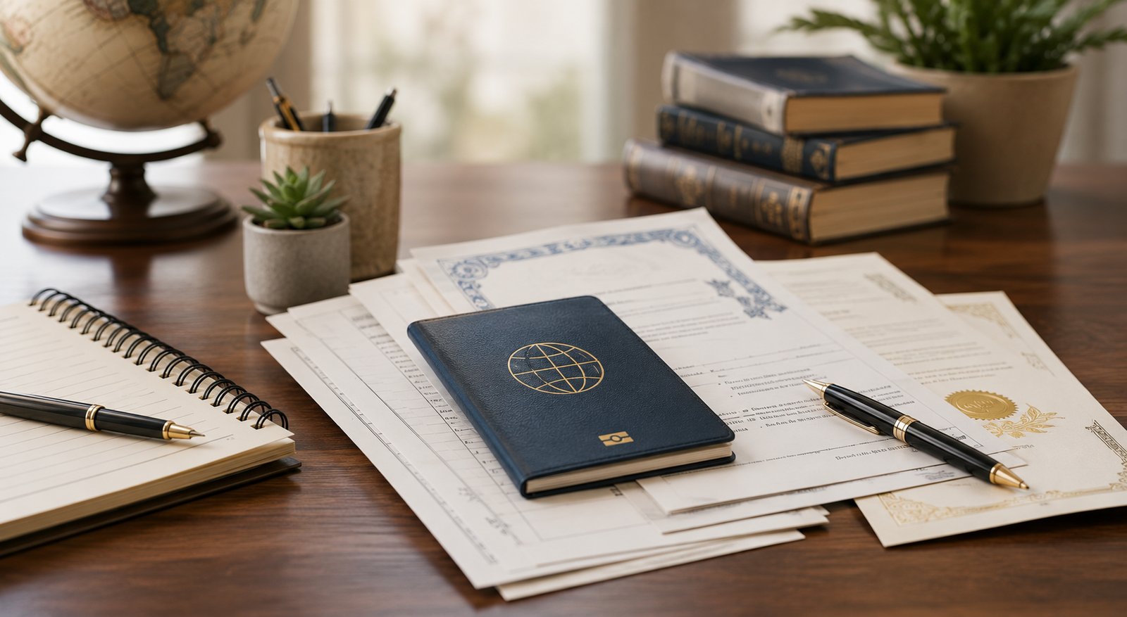Passport and official documents prepared for certified translation